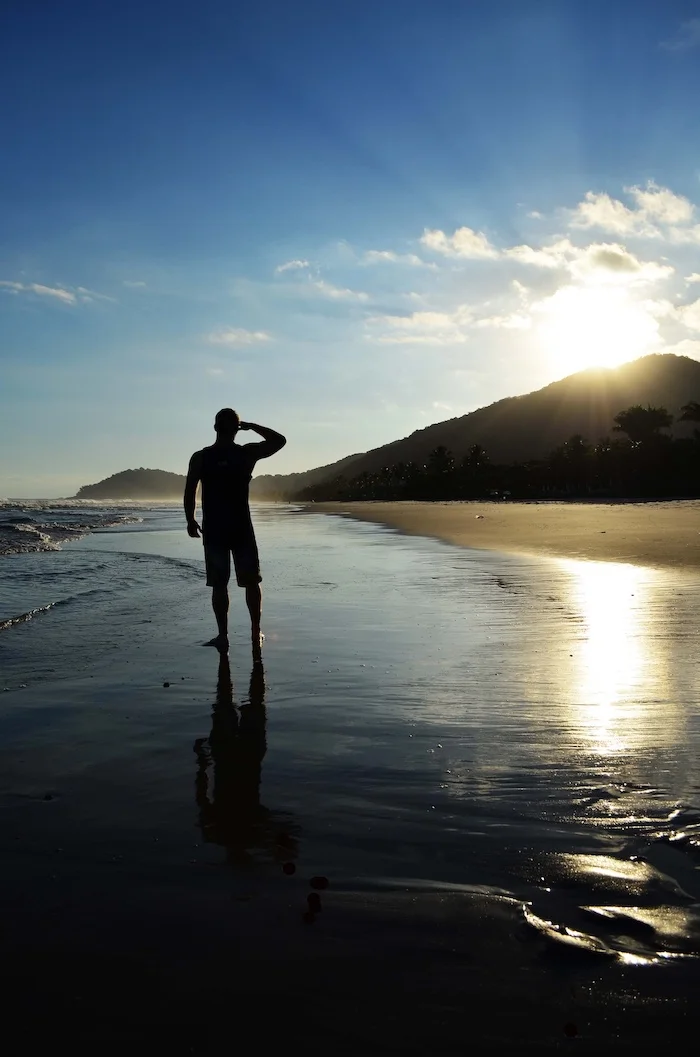 silhouette person standing beach southern brazil