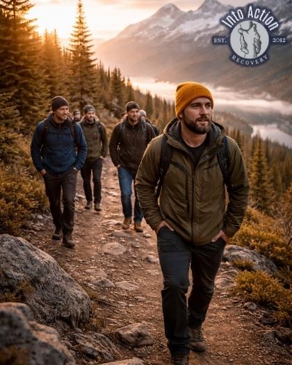 Men On A Hike During Treatment for Alcoholism