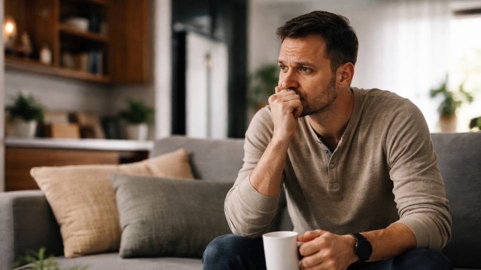 Men's Addiction Treatment Centre BC, Canada | Into Action Home 18 How Long Does Gabapentin Stay in Your System a man ponder this question while drinking from a mug