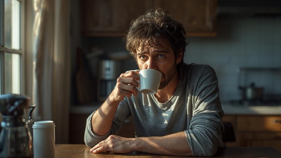 How Long Do Hangovers Last? hero image of a man drinking coffee for his hangover.