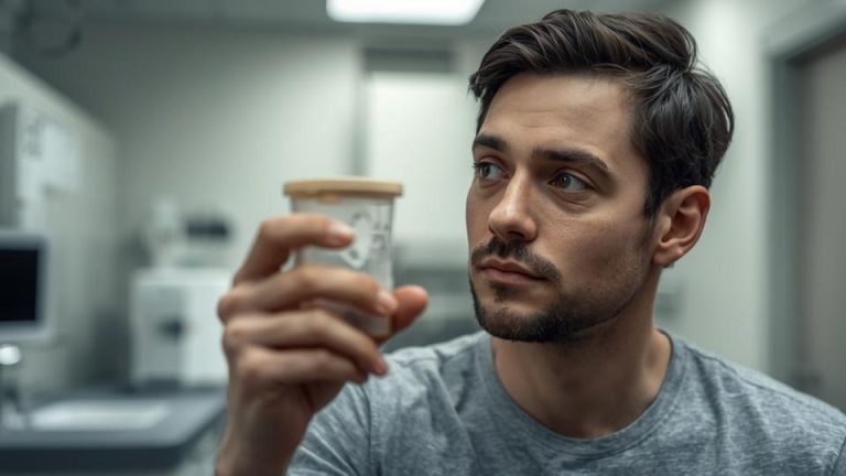 How Long Does Alcohol Stay in Your System hero image of a urine sample for a drug test.