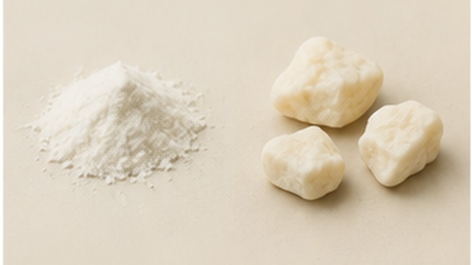 Illustration comparing powdered cocaine and crack cocaine rocks